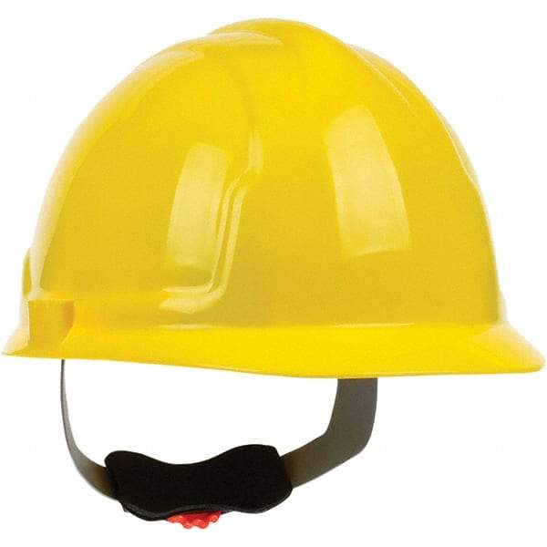 PRO-SAFE - ANSI Type I, Class E Rated, 4-Point, Ratchet Adjustment Hard Hat - Yellow, Standard Brim - Best Tool & Supply