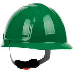 PRO-SAFE - ANSI Type I, Class E Rated, 4-Point, Ratchet Adjustment Hard Hat - Green, Standard Brim - Best Tool & Supply