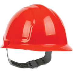 PRO-SAFE - ANSI Type I, Class E Rated, 4-Point, Pin Lock Adjustment Hard Hat - Hi-Viz Orange, Standard Brim - Best Tool & Supply