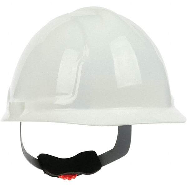 PRO-SAFE - ANSI Type I, Class E Rated, 4-Point, Ratchet Adjustment Hard Hat - White, Standard Brim - Best Tool & Supply