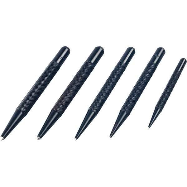 Mitutoyo - 5 Piece, 1/16 to 5/32", Pin Punch Set - Round Shank, Comes in Plastic Sleeve - Best Tool & Supply