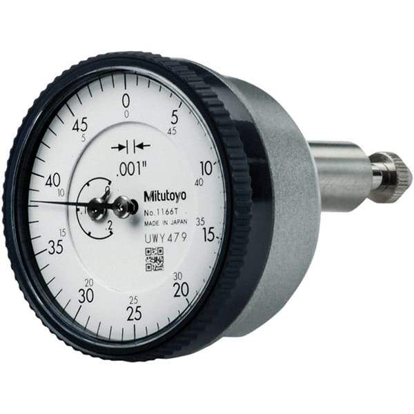 Mitutoyo - 0.2" Range, 0-50 Dial Reading, 0.001" Graduation Dial Drop Indicator - 40mm Dial, 1/2" Range per Revolution, 0.001" Accuracy, Revolution Counter - Best Tool & Supply