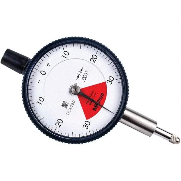 Mitutoyo - 0.06" Range, 30-0-30 Dial Reading, 0.001" Graduation Dial Drop Indicator - 2.24" Dial, 0.079" Range per Revolution, 0.001" Accuracy - Best Tool & Supply