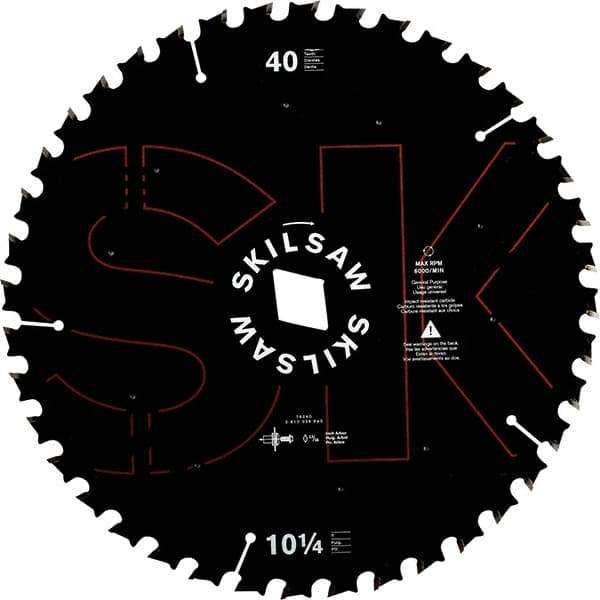 Skilsaw - 10-1/4" Diam, 1" Arbor Hole Diam, 40 Tooth Wet & Dry Cut Saw Blade - Cermet-Tipped, Cutoff Action, Diamond Arbor - Best Tool & Supply