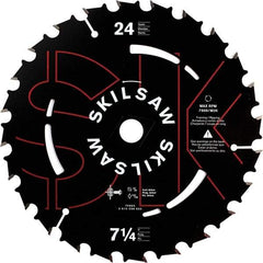 Skilsaw - 7-1/4" Diam, 5/8" Arbor Hole Diam, 24 Tooth Wet & Dry Cut Saw Blade - Carbide-Tipped, Cutoff Action, Diamond Arbor - Best Tool & Supply