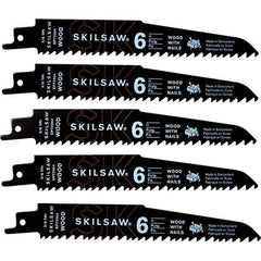 Skilsaw - 6" Long x 1" Thick, Bi-Metal Reciprocating Saw Blade - Straight Profile, 5 to 8 TPI, Toothed Edge, Universal Shank - Best Tool & Supply