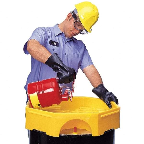 UltraTech - 9-1/2" High x 29" Diam, Polyethylene, Manual Closing Bung Funnel - 6 Gal Drum/Pail Capacity - Best Tool & Supply