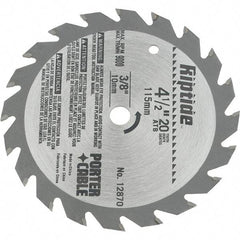 Porter-Cable - 4-1/2" Diam, 3/8" Arbor Hole Diam, 20 Tooth Wet & Dry Cut Saw Blade - Carbide-Tipped, Ripping Action, Standard Round Arbor - Best Tool & Supply