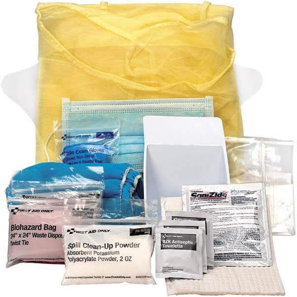 PRO-SAFE - 13 Piece, Bloodborne Pathogen Kit - 1-3/4" Wide x 8-1/4" Deep x 8-1/4" High, No Container Included - Refill Only - Best Tool & Supply