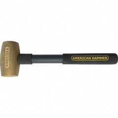 American Hammer - 3-1/2 Lb Brass Nonsparking Hammer - 14" OAL, 3-1/2" Head Length, 2" Face Diam, 14" Steel with Grip Handle - Best Tool & Supply