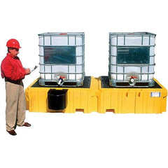 UltraTech - 535 Gal Sump Capacity, Polyethylene TWIN IBC Spill Pallet, Left Side Bucket - 61.6" Long x 22" Wide x 124-1/2" High, 8,000 Lb Capacity, 2 Totes, Includes 1 Left Side Bucket Shelf - Best Tool & Supply