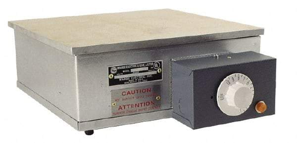 WAAGE - 12" Long x 12 Wide x 6" High, 230 Volt Hot Plate - 300 to 700°F, 1 Burner, 1600 Watt, 7 Amps - Best Tool & Supply