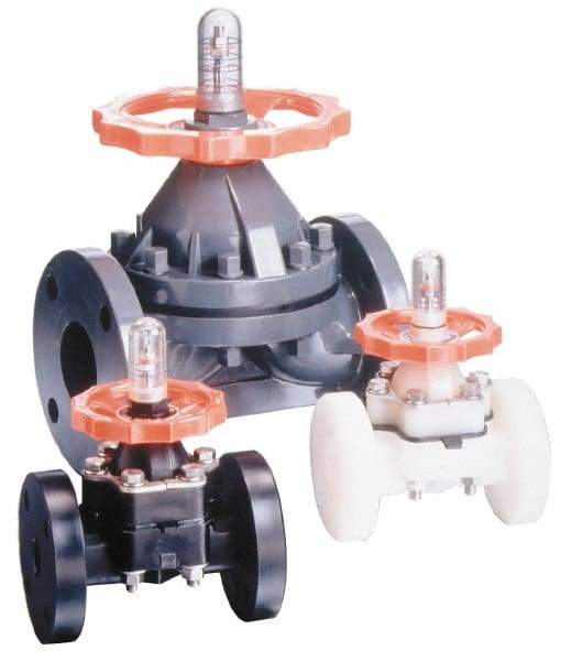 Simtech - 1-1/2" Pipe, 150 Max psi, Diaphragm Valve - Flanged End Connection, PVC, Viton Seal - Best Tool & Supply