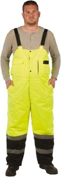 Utility Pro Wear - Size L, Black/Yellow, Snap, Cold Weather Bib Overall - Polyester, Teflon, 5 Pockets, Teflon Fabric Protector, Adjustable Straps, Zipper/Snap Bottom - Best Tool & Supply