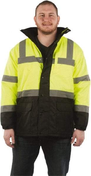 Utility Pro Wear - Size 3XL Cold Weather & High Visibility Parka - Yellow, Polyester & Teflon, Zipper, Snaps Closure - Best Tool & Supply