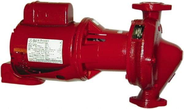 Bell & Gossett - 1 hp, 1 Phase, Cast Iron Housing, Bronze Impeller, Inline Circulator Pump - 115/230 Volt, 60 Hz, Flanges Included, 175 Max psi, Open Drip Proof Motor - Best Tool & Supply