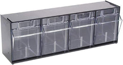 Deflect-o - 4 Compartment, 23-5/8 Inch Wide x 6-5/8 Inch Deep x 8-1/8 Inch High, Covered Modular - Plastic, Black and Clear - Best Tool & Supply