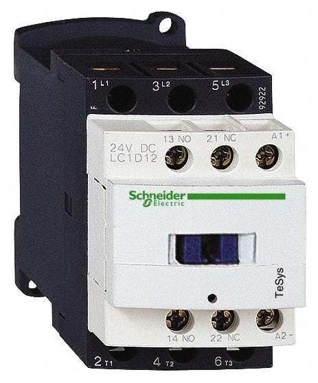 Schneider Electric - 3 Pole, 48 Coil VAC at 50/60 Hz, 12 Amp at 440 VAC and 25 Amp at 440 VAC, Nonreversible IEC Contactor - 1 Phase hp: 1 at 115 VAC, 2 at 230/240 VAC, 3 Phase hp: 10 at 575/600 VAC, 3 at 200/208 VAC, 3 at 230/240 VAC, 7.5 at 460/480 VAC - Best Tool & Supply