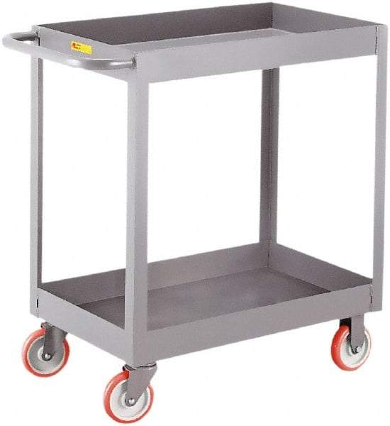 Little Giant - 1,200 Lb Capacity, 18" Wide x 30" Long x 35" High Deep Shelf Cart - 2 Shelf, Steel, 2 Rigid/2 Swivel Casters - Best Tool & Supply