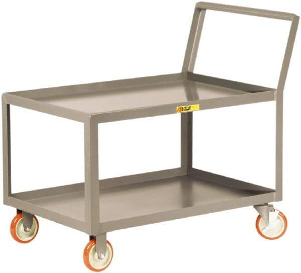 Little Giant - 1,200 Lb Capacity, 24" Wide x 36" Long x 35-3/4" High Standard Utility Cart - 2 Shelf, Steel, 2 Rigid/2 Swivel Casters - Best Tool & Supply