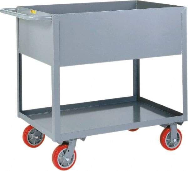 Little Giant - 3,600 Lb Capacity, 18" Wide x 35-1/2" Long x 36-1/2" High Deep Shelf Cart - 2 Shelf, Steel, 2 Rigid/2 Swivel Casters - Best Tool & Supply