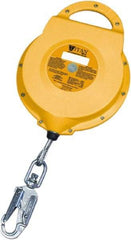 Miller - 50' Long, 310 Lb Capacity, Galvanized Wire Rope Self-Retracting Lifeline - 0.187" Diam, Steel Locking Swivel Snap Hook Connector, Steel Self-Locking Carabiner Connector - Best Tool & Supply