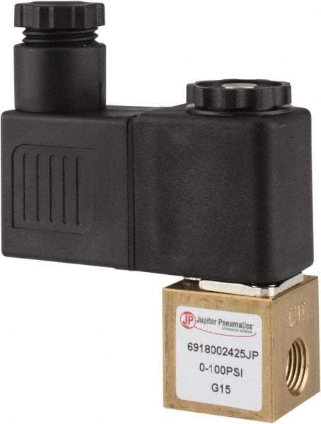 PRO-SOURCE - 1/8", 2/2 Way Square Body Stacking Solenoid Valve - 24 VDC, 0.1 CV Rate, 2.83" High x 2.3" Long - Best Tool & Supply