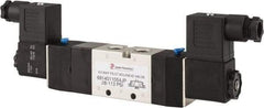 PRO-SOURCE - 1/4", 5/3 Way Double Stacking Solenoid Valve - 110 VAC, 0.76 CV Rate, 2.6" High x 8-1/2" Long - Best Tool & Supply