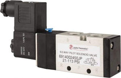 PRO-SOURCE - 1/4", 5/2 Way Single Stacking Solenoid Valve - 24 VDC, 0.98 CV Rate, 2.6" High x 5.12" Long - Best Tool & Supply