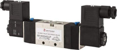 PRO-SOURCE - 1/4", 5/2 Way Double Stacking Solenoid Valve - 24 VDC, 0.98 CV Rate, 2.6" High x 7.76" Long - Best Tool & Supply