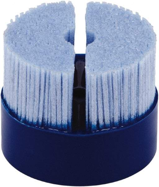 Tanis - 2" 120 Grit Ceramic Crimped Disc Brush - Drive Arbor Connector, 1-1/4" Trim Length, 3/8" Arbor Hole - Best Tool & Supply