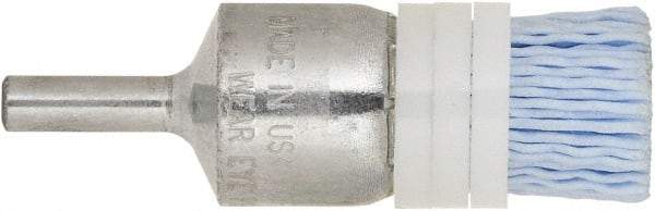 Tanis - 220 Grit, 3/4" Brush Diam, Crimped, End Brush - 1/4" Diam Steel Shank, 10,000 Max RPM - Best Tool & Supply