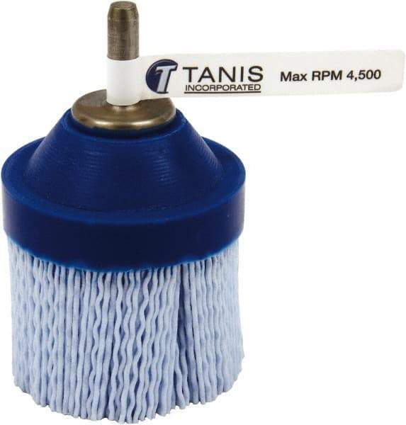 Tanis - 80 Grit, 2" Brush Diam, Crimped, End Brush - 1/4" Diam Steel Shank, 4,500 Max RPM - Best Tool & Supply