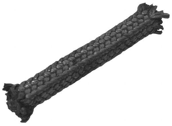 Made in USA - 1/4" x 57' Spool Length, Carbon Fiber Compression Packing - 3,500 Max psi, -450 to 1200° F, Dark Gray - Best Tool & Supply