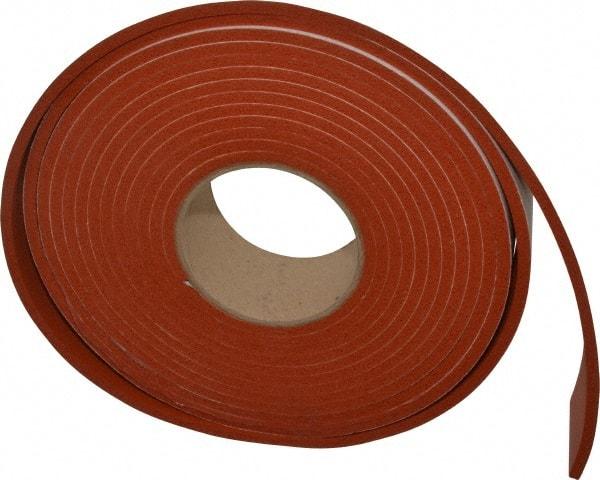 Made in USA - 3/16" Thick x 2" Wide x 20' Long Tan-Orange Closed Cell Silicone Foam Rubber Roll - Stock Length, Adhesive Back, 33 Lb/Cu Ft Density, -100°F to 500°F - Best Tool & Supply