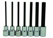 8 Piece - 1/8; 9/64; 5/32; 3/16; 7/32; 1/4; 5/16; & 3/8" - 3/8" Drive - Hex Long Bit Socket Set - Best Tool & Supply