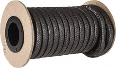 Made in USA - 1/4" x 19' Spool Length, Graphite Yarn Compression Packing - 3,500 Max psi, -450 to 6000° F, Dark Gray - Best Tool & Supply