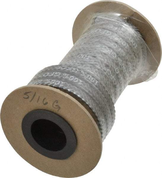 Made in USA - 5/16" x 7.1' Spool Length, 100% GFO Fiber Compression Packing - 1,900 Max psi, -400 to 550° F, Dark Gray - Best Tool & Supply