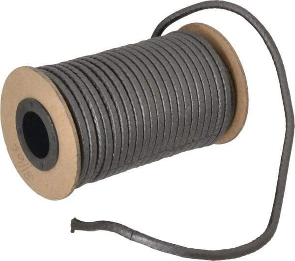 Made in USA - 3/16" x 33' Spool Length, 100% GFO Fiber Compression Packing - 1,900 Max psi, -400 to 550° F, Dark Gray - Best Tool & Supply