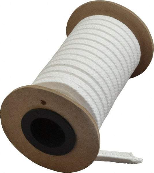 Made in USA - 1/4" x 10' Spool Length, PTFE/Hard Filament Compression Packing - 4,000 Max psi, -450 to 500° F, White - Best Tool & Supply