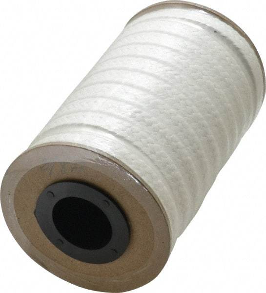 Made in USA - 3/8" x 8-1/2' Spool Length, PTFE/Hard Filament Compression Packing - 4,000 Max psi, -450 to 500° F, White - Best Tool & Supply