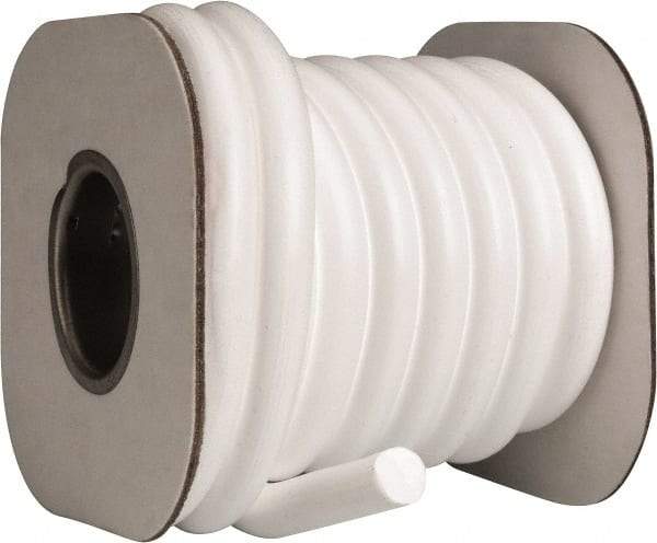 Made in USA - 1/2" x 12' Spool Length, PTFE Compression Packing - -450 to 550° F, White - Best Tool & Supply