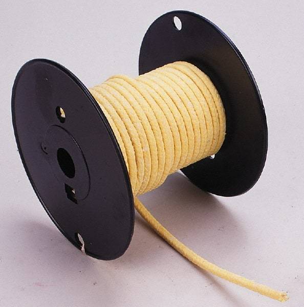 Made in USA - 1/8" x 81' Spool Length, TFE/Aramid Compression Packing - 5,000 Max psi, -100 to 500° F, Yellow - Best Tool & Supply