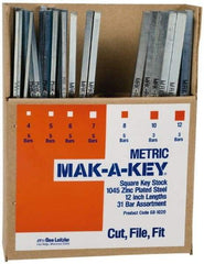 Value Collection - 12" Long, Zinc-Plated Key Stock Assortment - C1045 Steel - Best Tool & Supply