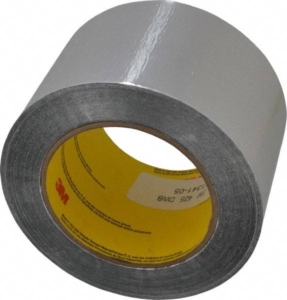 3M - 3" x 55m Silver Foil Tape - 4.6 mil, Acrylic Adhesive, Aluminum Foil Backing, 30 Lb/ln Tensile Strength, -65.2°F to 300°F, Series 425 - Best Tool & Supply