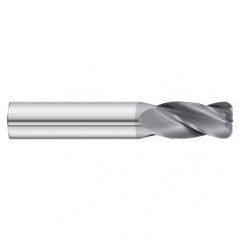 4mm Dia. x 50mm Overall Length 4-Flute 1mm C/R Solid Carbide SE End Mill-Round Shank-Center Cut-TiAlN - Best Tool & Supply