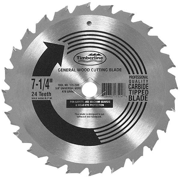 Amana Tool - 7-1/4" Diam, 5/8" Arbor Hole Diam, 24 Tooth Wet & Dry Cut Saw Blade - Carbide-Tipped, Combination Action, Diamond Arbor - Best Tool & Supply