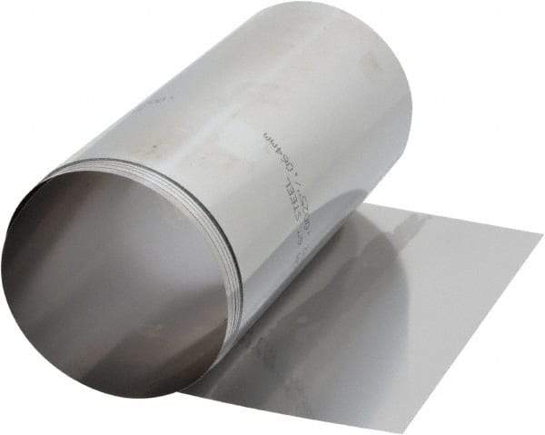 Made in USA - 100 Inch Long x 6 Inch Wide x 0.0025 Inch Thick, Roll Shim Stock - Steel - Best Tool & Supply