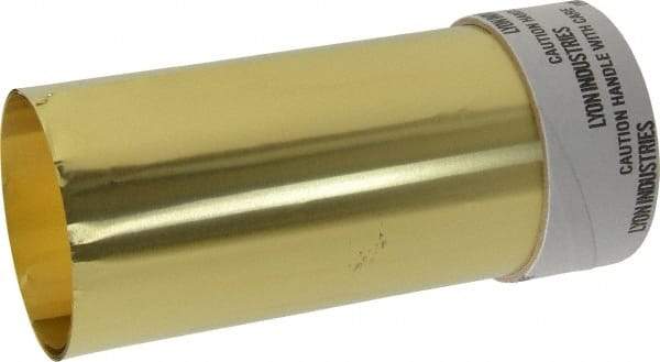 Made in USA - 5 Ft. Long x 6 Inch Wide x 0.001 Inch Thick, Roll Shim Stock - Brass - Best Tool & Supply