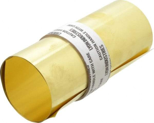 Made in USA - 5 Ft. Long x 6 Inch Wide x 0.002 Inch Thick, Roll Shim Stock - Brass - Best Tool & Supply